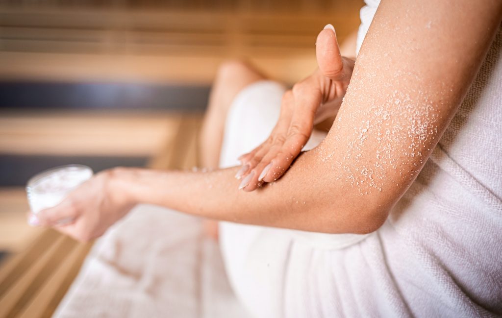Scrub skin treatment while relax in spa